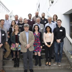 Guests and hosts at the IGSN / SFB 874 conference. From left to right: Back row: Benedict Grothe, Mark Hübener, PhD student Nikolai Kalweit, host Abdelrahman Rajan, host Marcus Paul, host Maximilian Hauser, host Ruxandra Barzan Middle row: Dirk Dietrich, host Pia Reiterer, host Francois Pauzin, Ulf Eysel, Tobias Moser Front row: Jan Born, Siegrid Löwel, Andreas Draguhn, Denise Manahan-Vaughan, Rohini Kuner and host Daniel Terheyden-Keighley