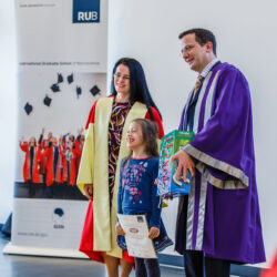 A very happy winner Josephine with the director of the IGSN Prof Denise Manahan-Vaughan and the vice speaker of the IGSN, Prof Oliver Wolf