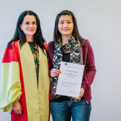 This year's poster prize winner Ms Stephanie Lor with the director and dean of studies of the IGSN, Prof. Denise Manahan-Vaughan