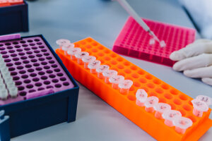 Close-up of laboratory equipment used in chemistry and biochemistry experiments