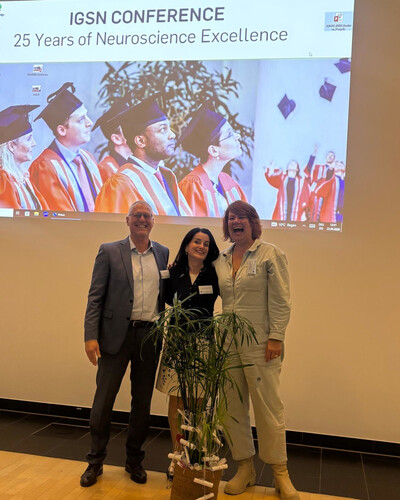 Professors Carsten Theiß, Denise Manahan-Vaughan, and Katrin Marcus-Alic at the IGSN Conference celebrating 25 Years of Neuroscience Excellence.